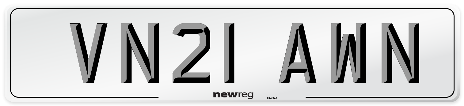 VN21 AWN Number Plate from New Reg